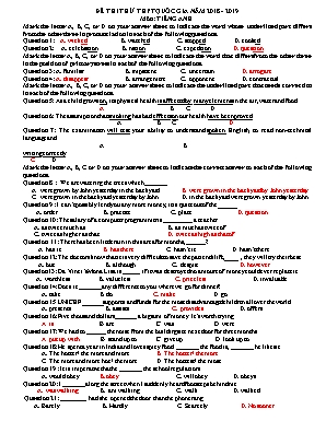 Đề thi thử THPT Quốc gia lần 1 môn Tiếng Anh - Năm học 2018-2019 (Kèm đáp án)